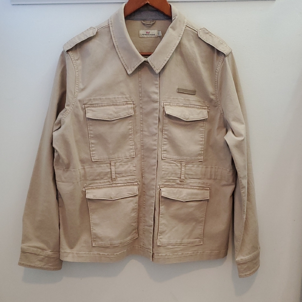 Vineyard Vines Utility Jacket Cotton Twill Tan Size Large